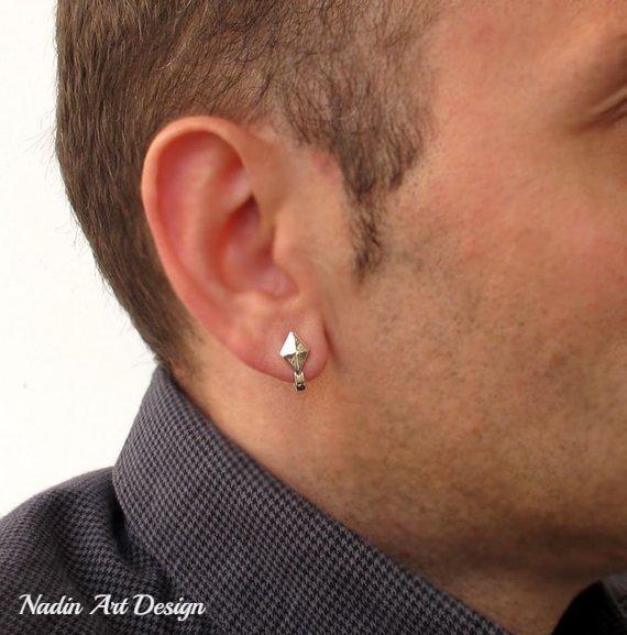 Solid Sterling Silver Earring for Men, Thick Mens Earring, Mens Wide Hoop  Earring, Gift for Men, Chunky, Modern Design Engraving Earring - Etsy